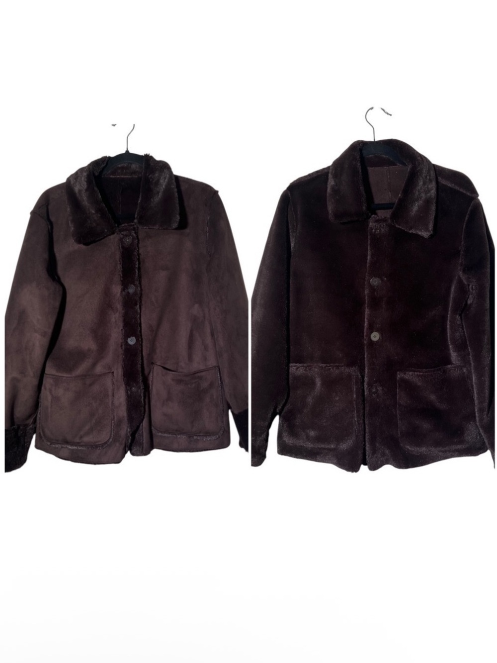 Brandon Thomas Reversible Faux Fur Brown Coat Medium